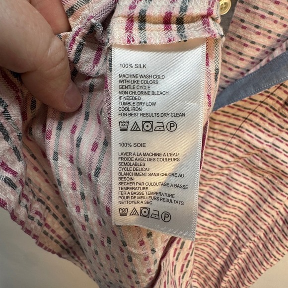 Tommy Bahama Silk Button Up Shirt Mens Size XL Pink Gray Short Sleeve - Picture 5 of 7